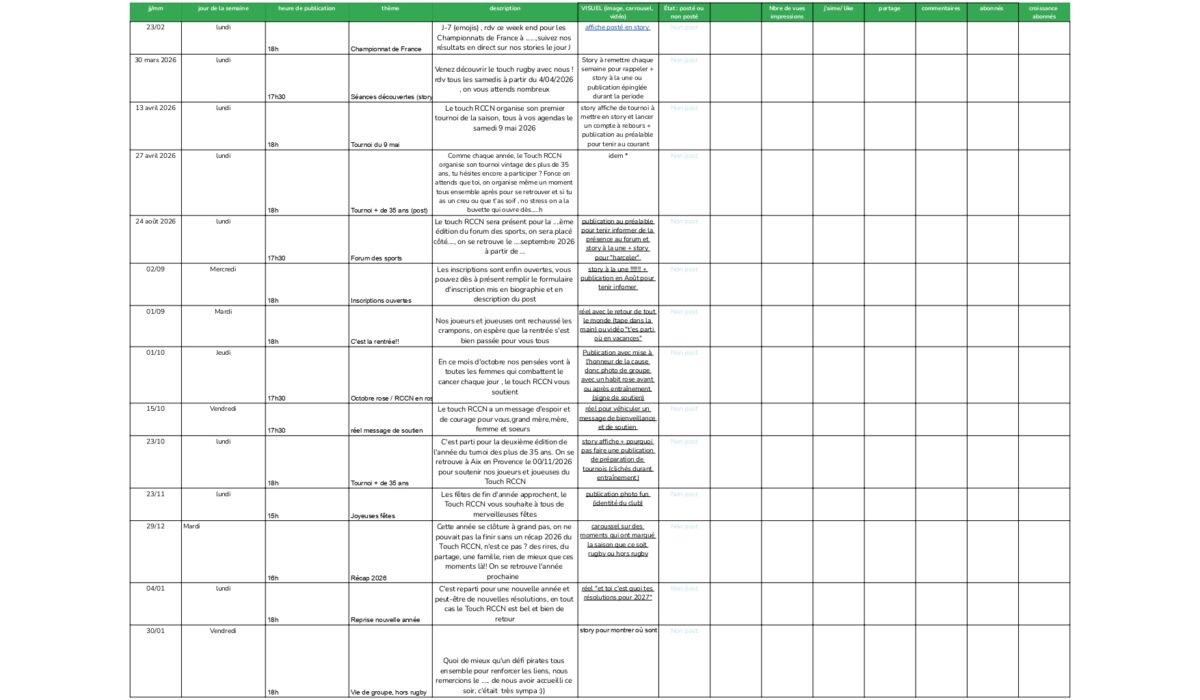 planning éditorial
